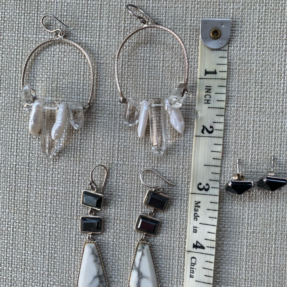 3 pairs Silpada sterling silver and gemstone earrings Two to Tango